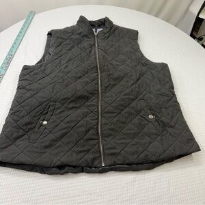 Laura Scott Black Quilted Vest - Zip Front